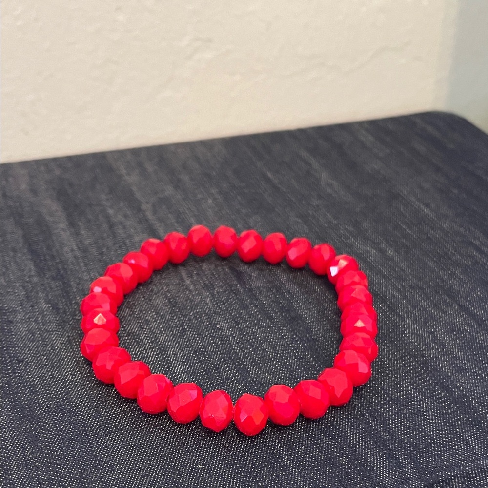Vibrant Red Beaded Bracelet